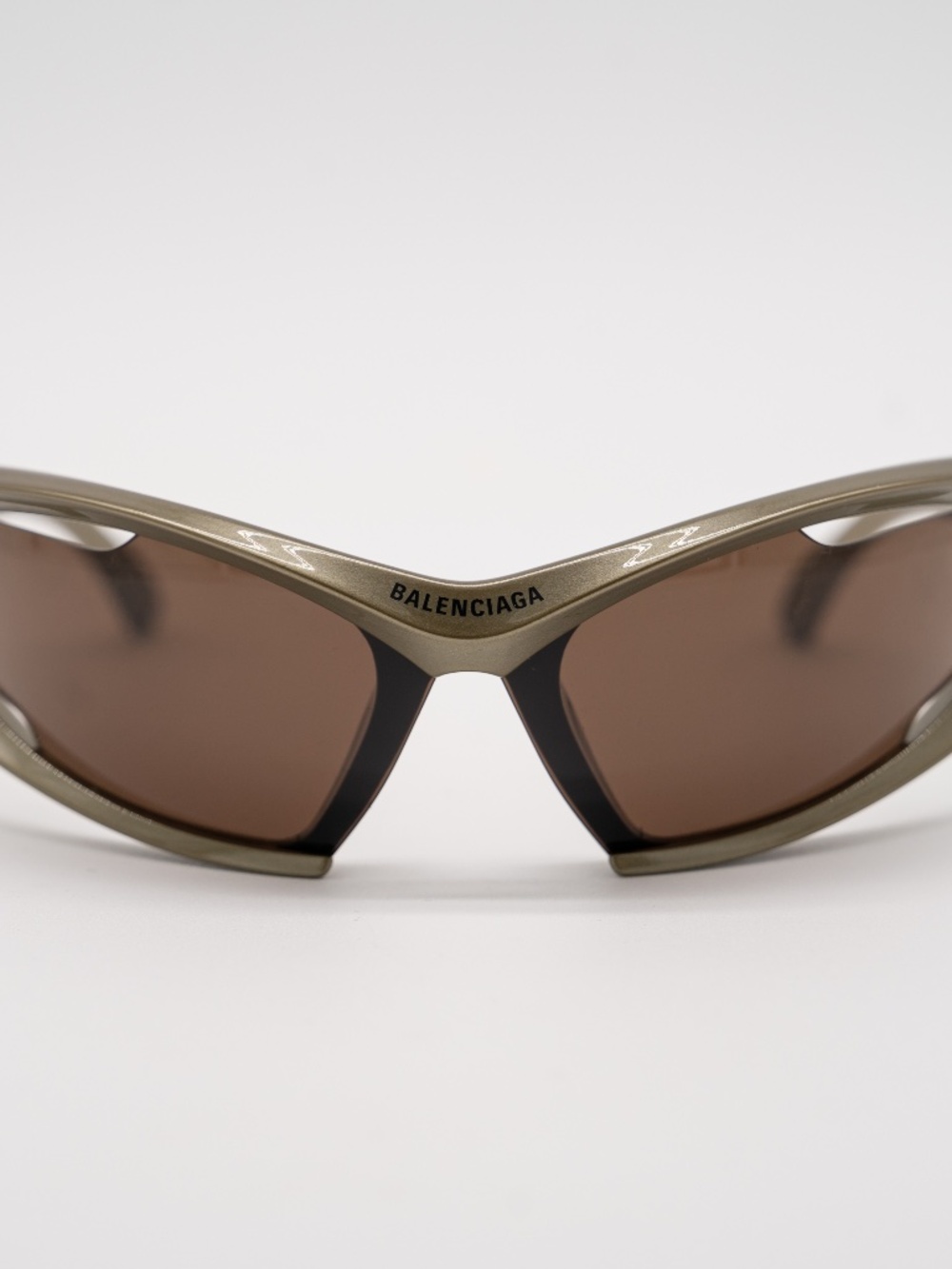 Balenciaga Dynamo Rectangle Sunglasses BB0318S Shield Frame Brown Green
